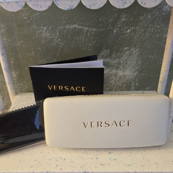 Versace Accessories - Versace White Empty Sunglasses Case With Booklet & Cleaning Cloth NWOT